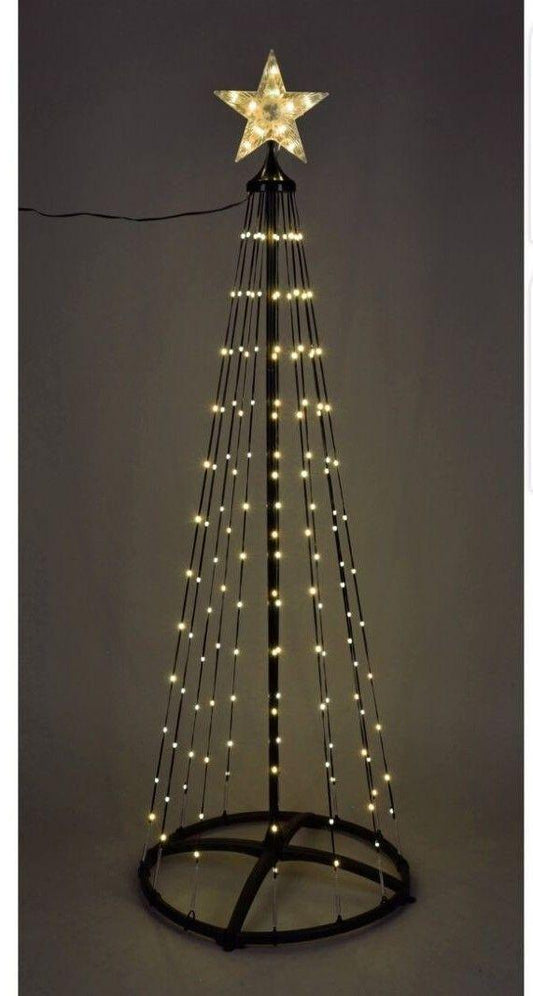 210cm Flagpole Christmas Tree 370 Warm White LED Outdoor Light-Up Tree with Remote.