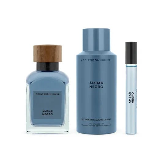 Adolfo Dominguez Ambar Negro Eau de Parfum Spray 120ml Coffret 3 Produits Parfum Homme - Afanaya