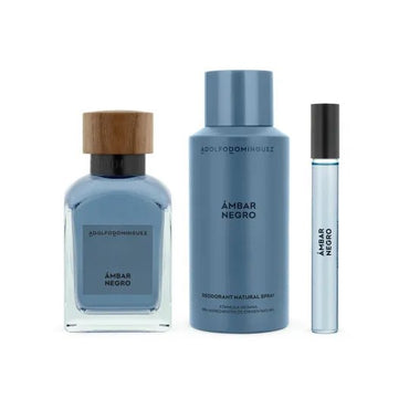 Adolfo Dominguez Ambar Negro Eau de Parfum Spray 120ml Coffret 3 Produits Parfum Homme - Afanaya