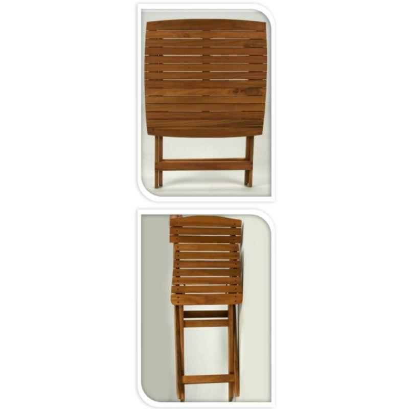 Ambiance Bistro Set Foldable Garden Table and Chairs Outdoor Patio Furniture in Acacia Wood.