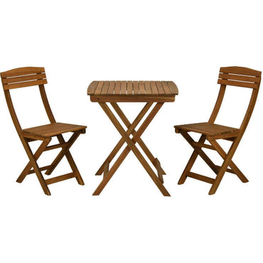 Ambiance Bistro Set Foldable Garden Table and Chairs Outdoor Patio Furniture in Acacia Wood.