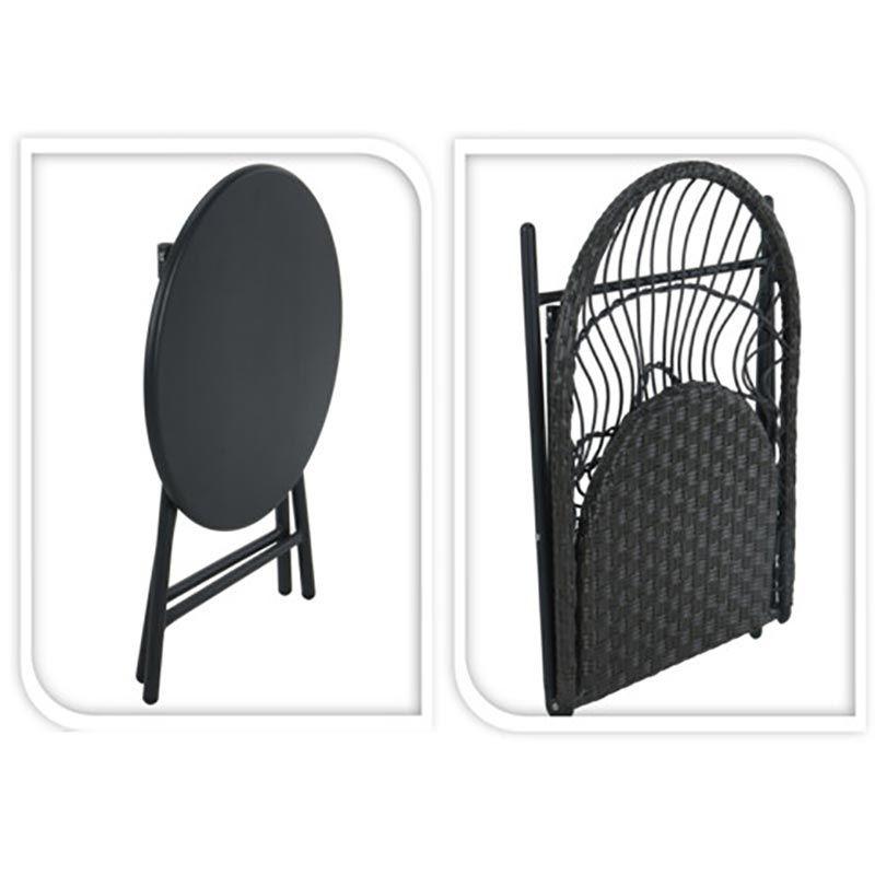 Ambiance Bistro 3 Piece Patio Set With Side Table Metal Foldable Outdoor Furniture.