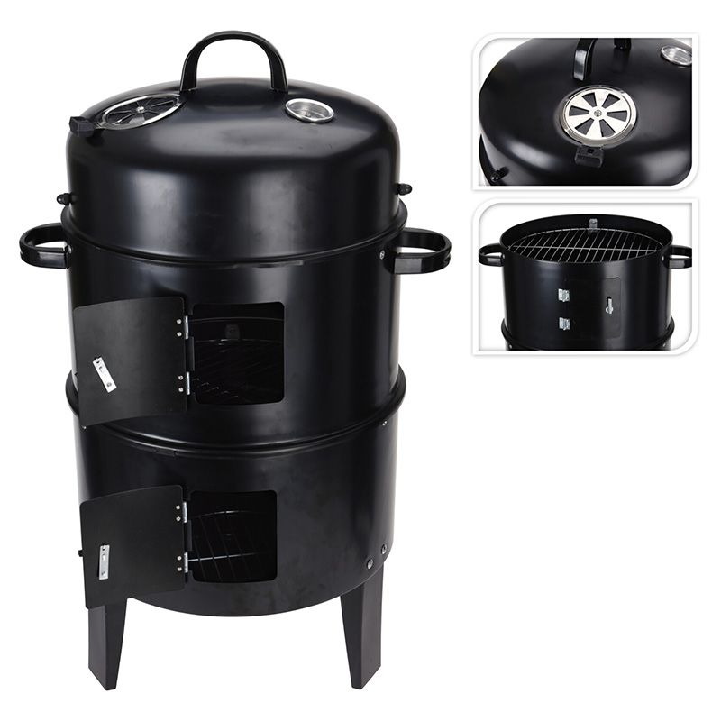 Barbecue Smoker Grill Outdoor Charcoal Smoke & Grill Oven – 40 x H78 cm - Afanaya