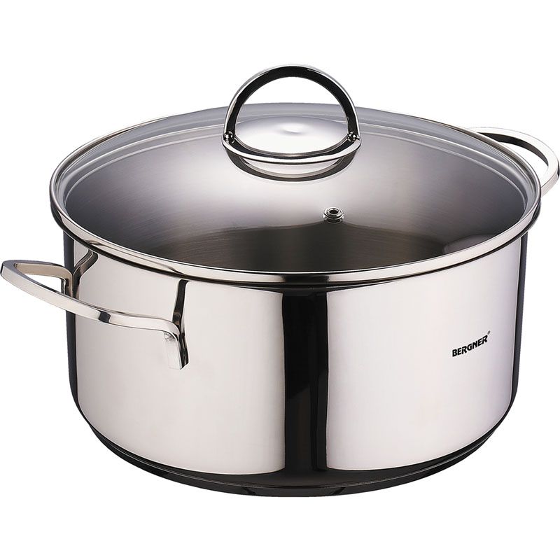 Bergner Classic Stainless Steel Casserole 16 Cm 1.35L With Lid Induction Compatible For All Heat Sources.
