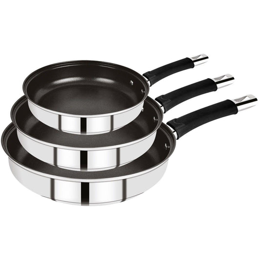 Bergner Alena 3 Piece Stainless Steel Induction Cookware Set For Even Heating And Easy Cooking.