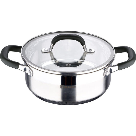 Bergner Midnight Stainless Steel Induction Compatible Cooking Pot With Lid 20cm 2.3L.