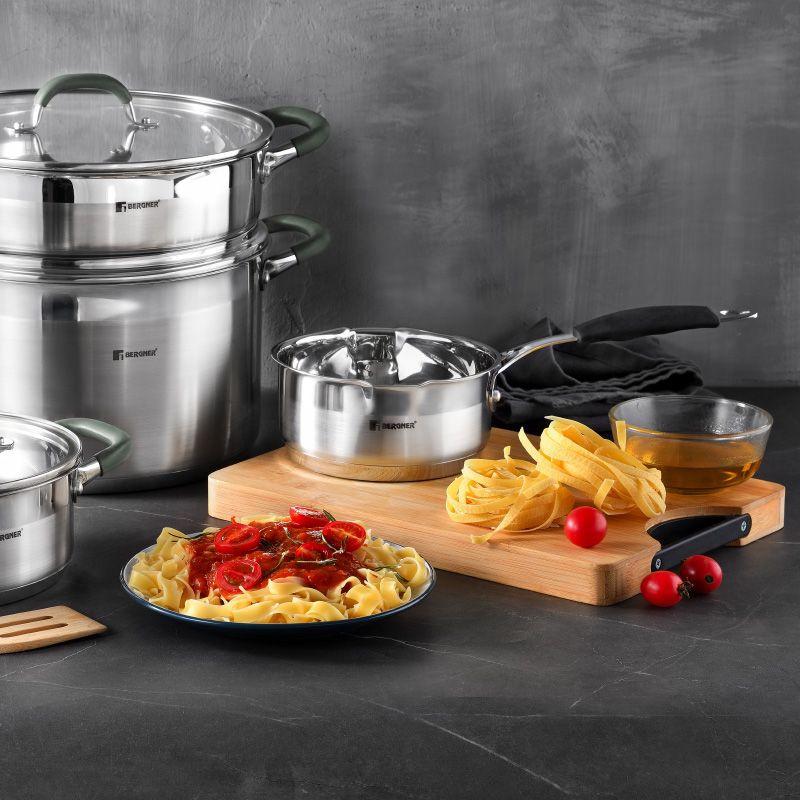 Bergner Midnight Stainless Steel Induction Pan 1.3 L Durable Everyday Kitchen Cookware.