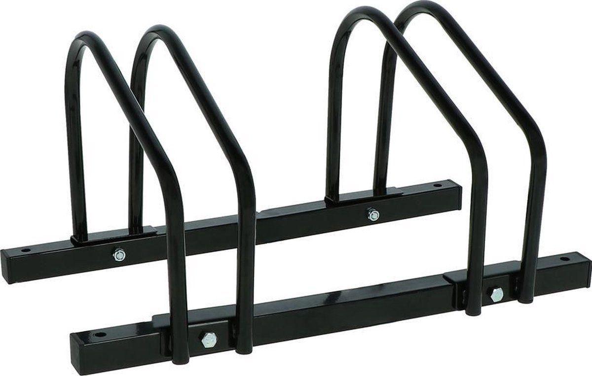 Heavy Duty Metal Floor And Wall Mounted Bike Rack For Two Bicycles Indoor Storage Black.
