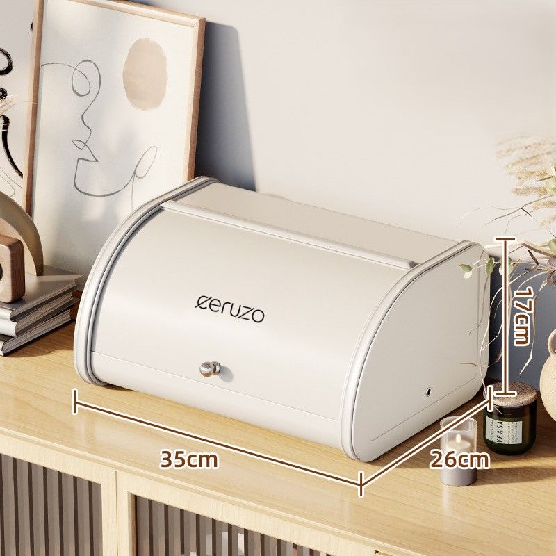 Bread Bin With Sliding Lid Stylish Kitchen Storage Soft Beige – 35 cm - Afanaya