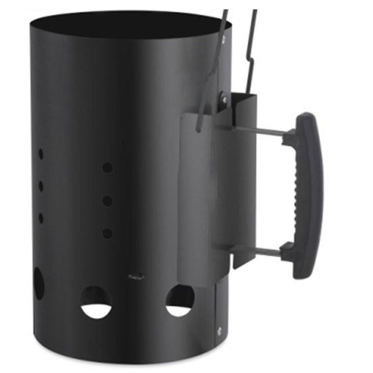 XL Charcoal Starter With Heat Shield For Even Lighting And Safer Grilling Luxe Edition Black.