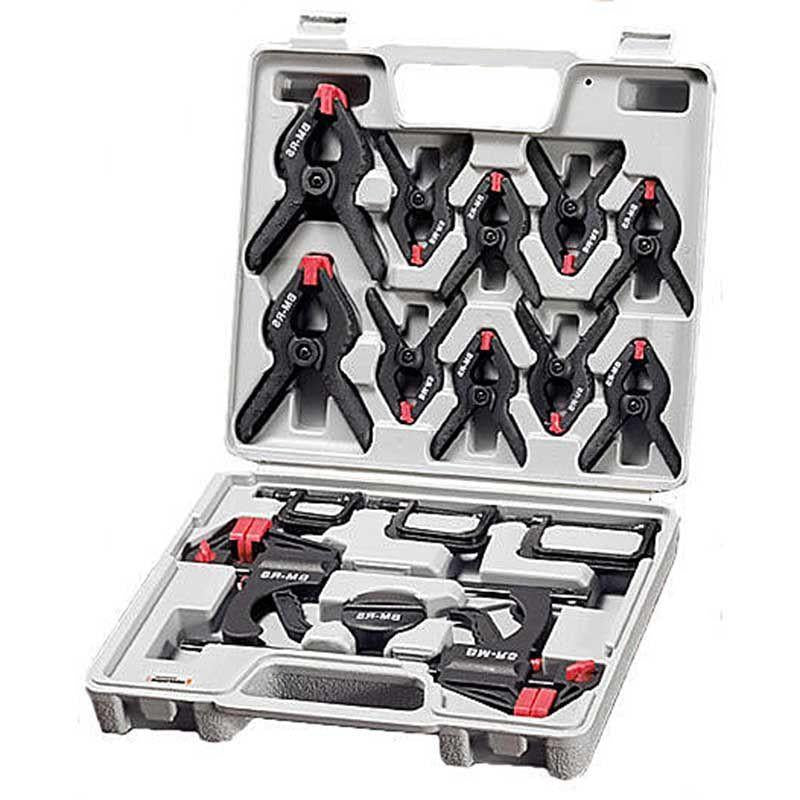 Brueder Mannesmann Glue Clamp Set 16 Pieces With Case Heavy Duty Woodworking And DIY Clamps.