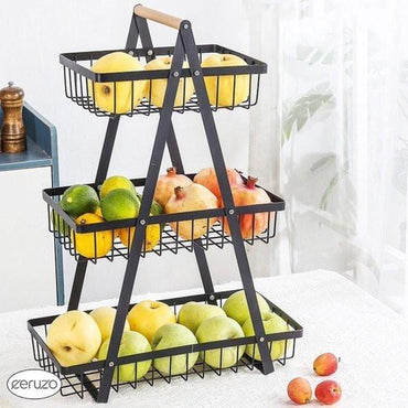 Ceruzo 3 Tier Fruit Rack Kitchen Storage Stand For Fruits And Vegetables Height 47 Cm.