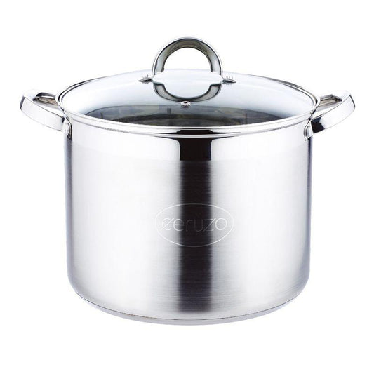 Ceruzo 12L Stainless Steel Soup Pot with Glass Lid – 28 cm.