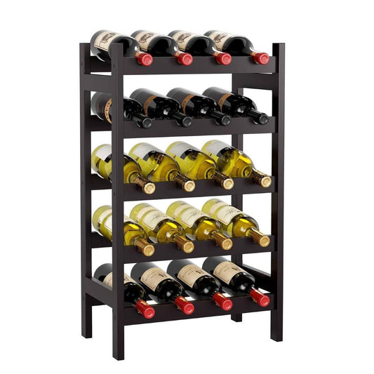 Ceruzo Wooden Freestanding Wine Rack Holds 20 Bottles for Home and Kitchen Storage and Display.