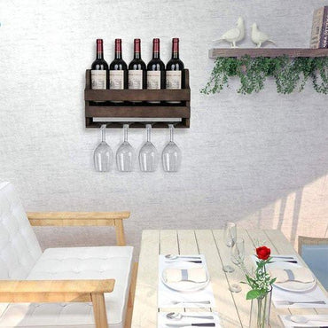Ceruzo Wooden Wine Rack Wall Mounted Bottle Holder And Stylish Wine Storage For Home Bar And Kitchen.