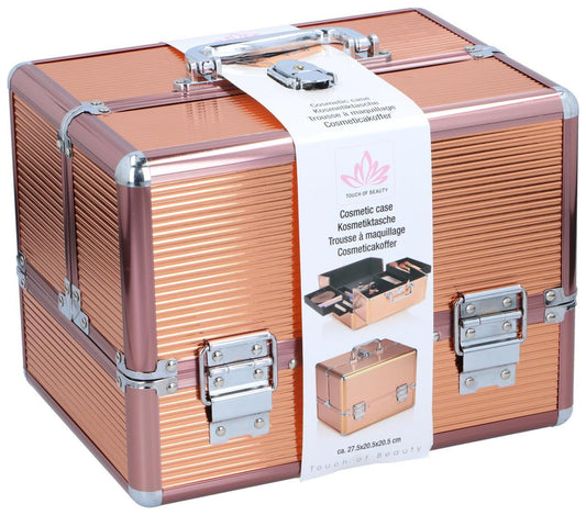 Touch of Beauty Aluminum Makeup Case – Lockable Cosmetic Organizer with Trays.