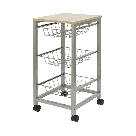 Duett Keukentrolley Op Wieltjes - 3 Uitneembare Manden - Afanaya