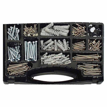 Ensemble de Vis à Bois et Chevilles Brüder Mannesmann - 620 pcs dans Boîte Organisatrice - Afanaya