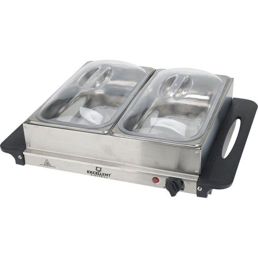 Double Capacity Buffet Warmer with Keep-Warm Plate - 2X2.4L.