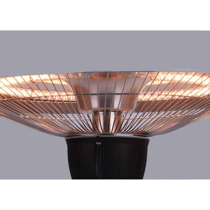 Excellent Electrics Hanging 1500W Silver Terrace Heater With Halogen Lamp And 100cm Chain.