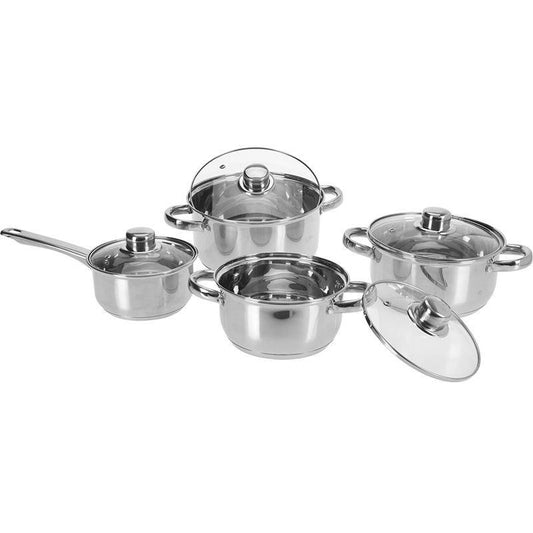 Excellent Houseware 8 Piece Stainless Steel Cookware Set with Lids.