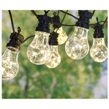 Outdoor Party String Lights 100 LED – Warm White for Garden, Patio & Balcony.
