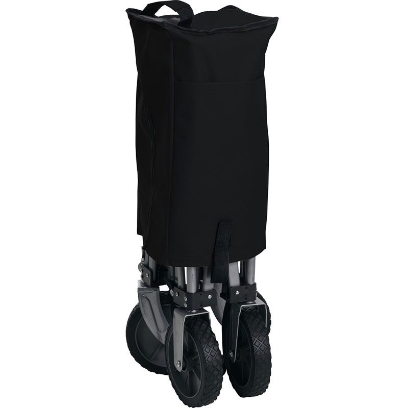 Garden Tool Collection Black Folding Outdoor Trolley Wagon with Protective Cover (90×49×58 cm) - Afanaya