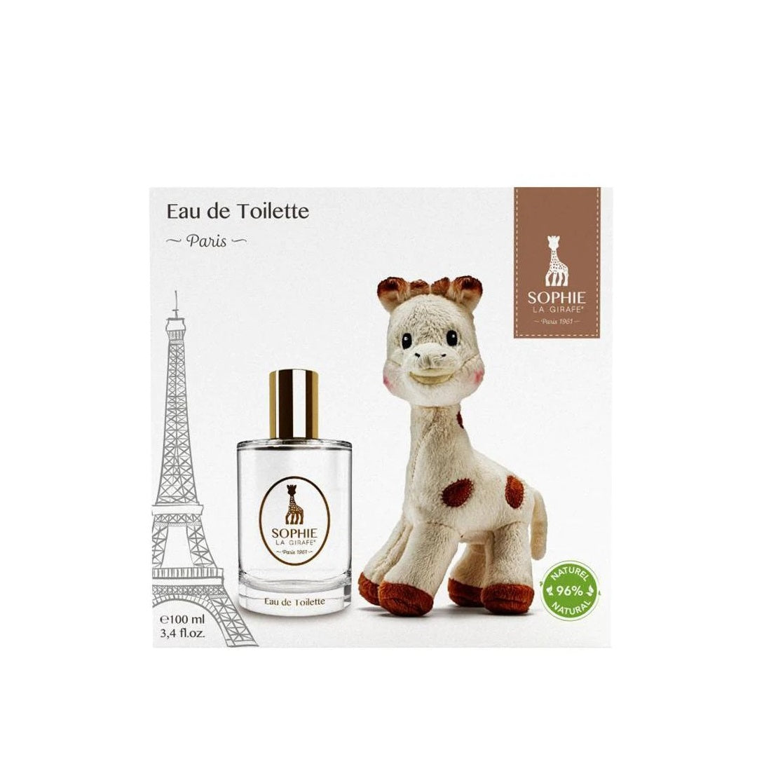 Coffret cadeau Sophie la Girafe : Sophie La Girafe, Girafe, Peluche à collectionner, 0+ mois + Paris, Eau de Toilette, Pour garçons, 100 ml
