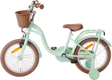 Girls Kids AMIGO Fairy Bike 16 Inch With Training Wheels Reverse Brake and V - Brake - Mint Green - Afanaya
