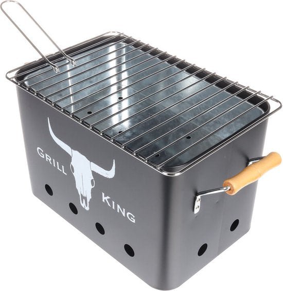 Grill King Black Non - Stick BBQ Grill Pan Indoor & Outdoor Cooking - Afanaya