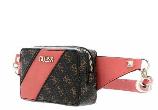 Guess, Camy, Textile Fanny Pack, 4G Logo, Coral/Brown, For Women.