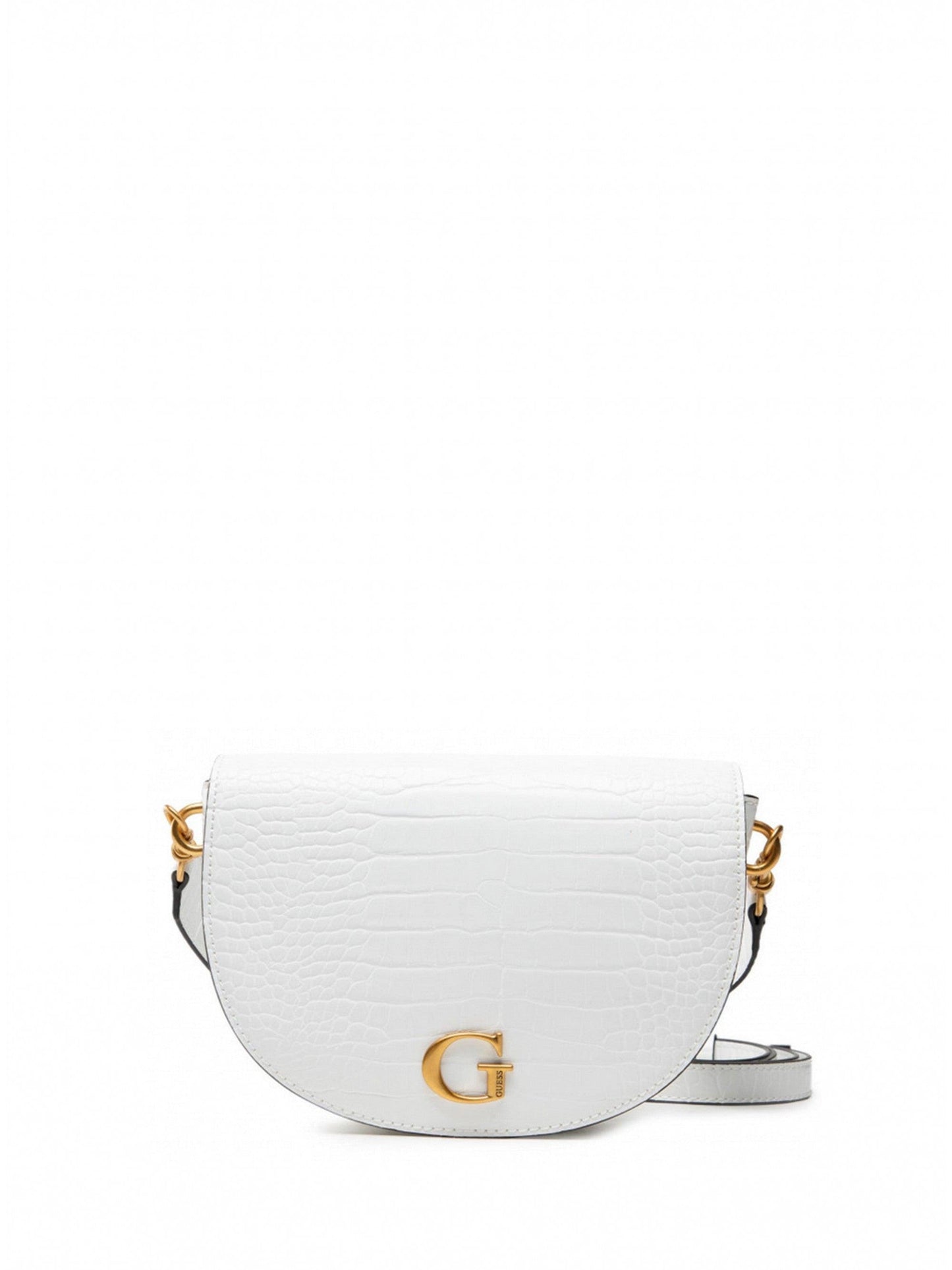 Guess Danna White Handbag — Luxury Polyurethane Textile Bag for Women (24x17x5 cm).
