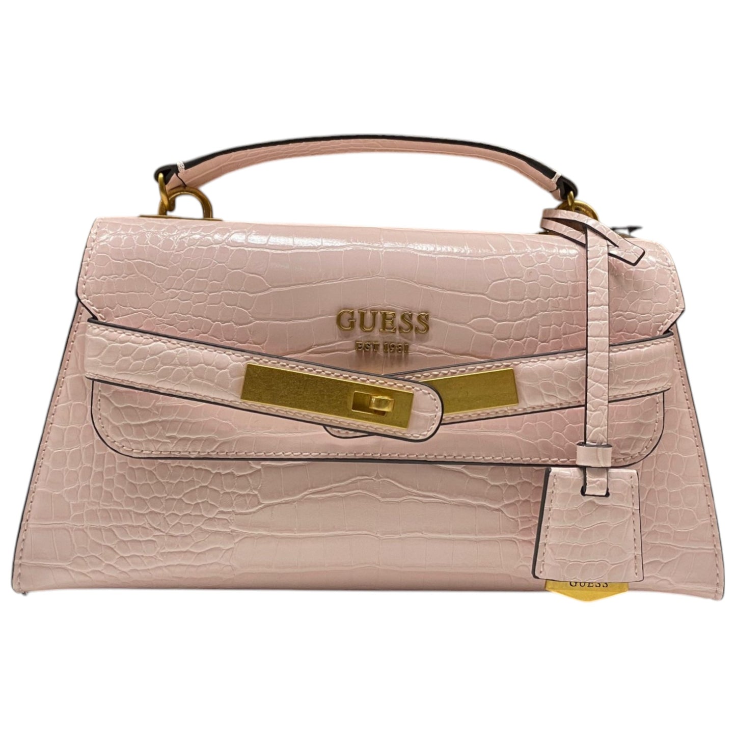 Sac à main Guess Enisa en polyuréthane rose poudré pour femme — Sac de créateur de luxe (29x16.5x11 cm)