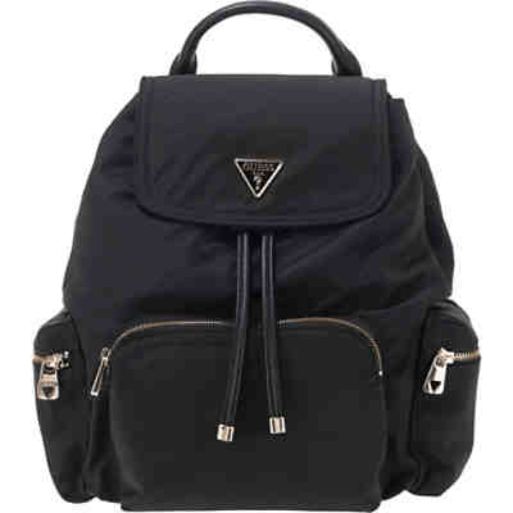 Guess Gemma Black Sac à dos en textile de luxe pour femmes Sac de créateur