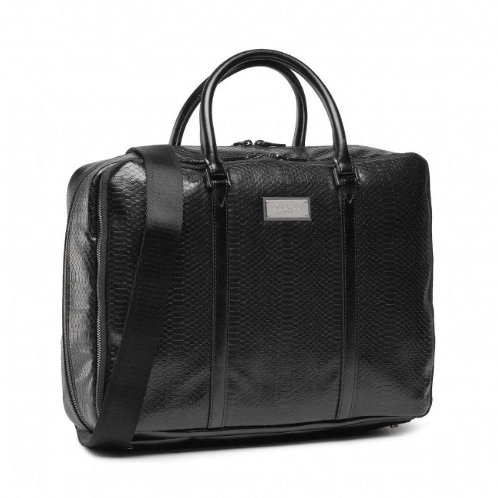 Guess Men's Leather Briefcase Black Laptop Bag 40x30x9cm.