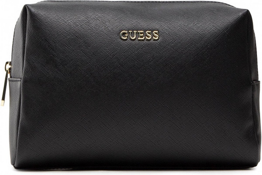 Guess Saffiano Vanilla Women's Toiletry Bag Black Synthetic Leather 23x17x8cm.
