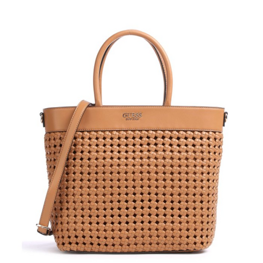 Guess Sicilia Cognac Luxuriöse Handtasche für Damen – Gefütterte Tasche aus Kunstleder (30x30x12 cm)