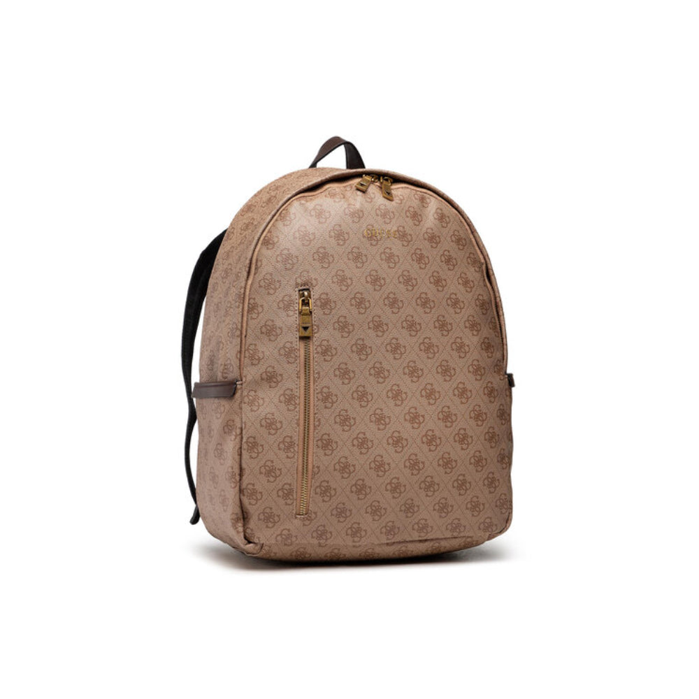 Guess Vezzola Brown 4G Logo Backpack for Men — Luxury Synthetic Leather Designer Bag (21/32.5x39.5x15 cm)