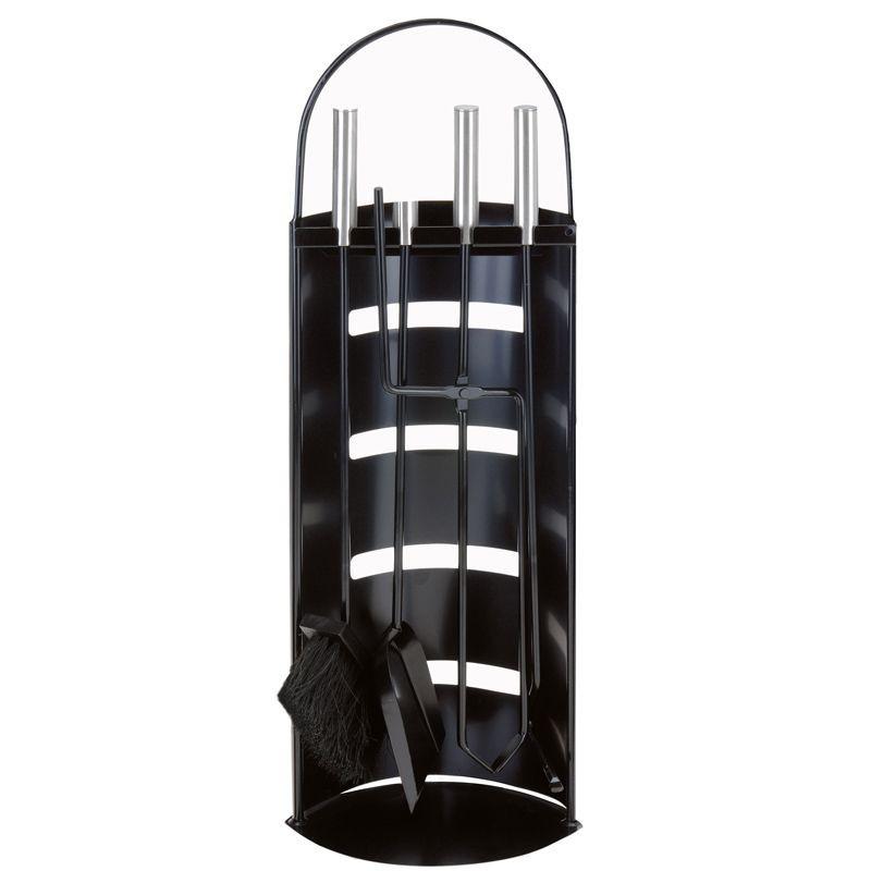 Home & Styling 5-Piece Black Fireplace Tool Set with Stand.