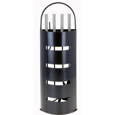 Home & Styling 5-Piece Black Fireplace Tool Set with Stand.