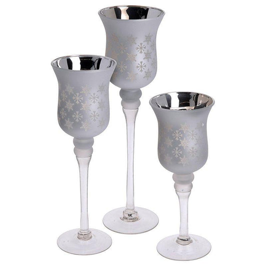 Set of 3 Luxury Candlesticks Elegant Glass Candle Holders for Home, Dining & Wedding Décor.