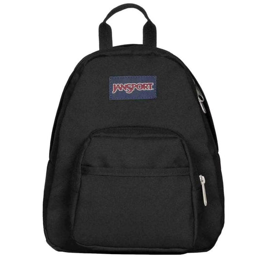 JanSport Half Pint Backpack Black Compact Lightweight Mini Bag For Daily Use And Casual Outings.