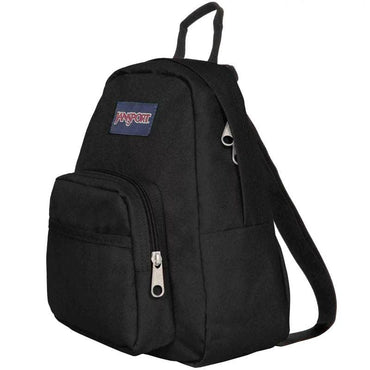 JanSport Half Pint Backpack Black Compact Lightweight Mini Bag For Daily Use And Casual Outings.