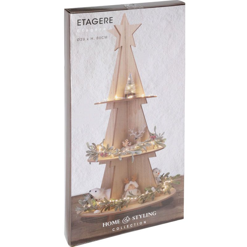 Wooden Christmas Etagere 60 cm – Festive Display Shelf for Holiday Decorations.