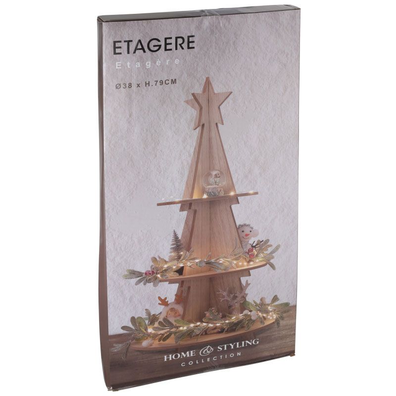 Kerst Etagere Hout - 79 Cm - Afanaya
