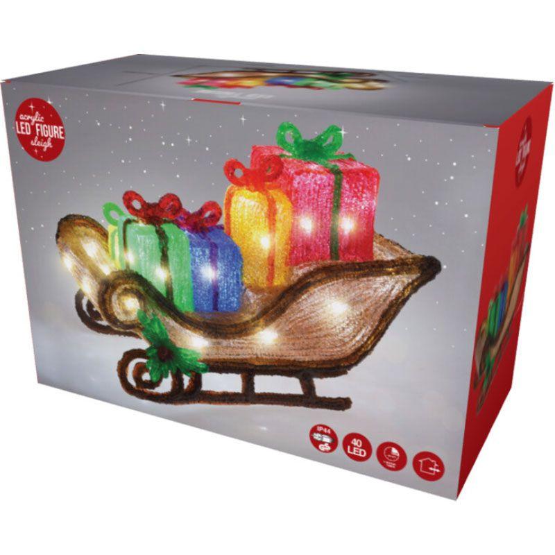 Acrylic Christmas Sleigh with LED Lights - 40 cm.