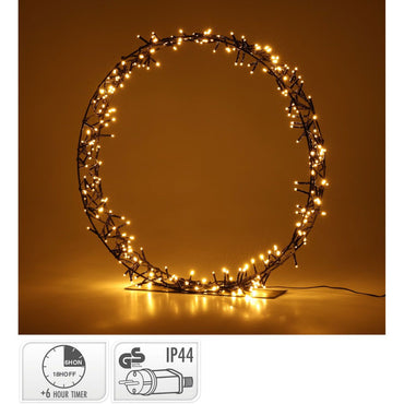 Kerstkrans Op Standaard - 300 Led - 60 Cm - Warm Wit - Timer - Afanaya