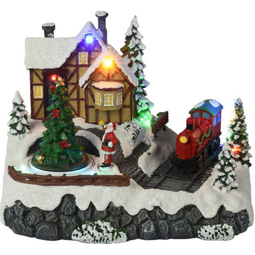 Kersttafereel - Trein - Met Verlichting En Beweging - Op Batterijen - Afanaya