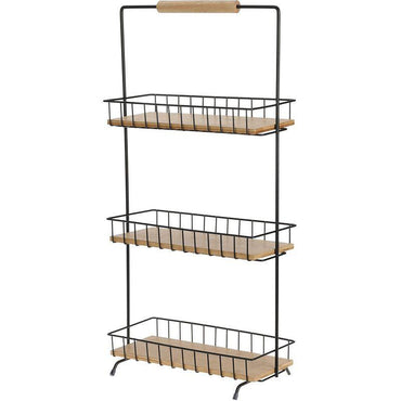 Kitchen Storage Rack With 3 Shelves 58 Cm Tall Metal And Bamboo Organizer Shelf Space Saving.