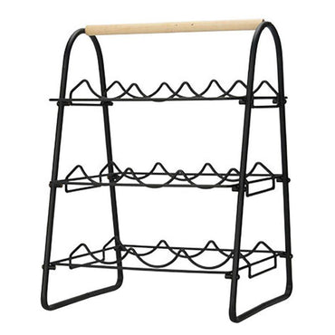 Metal Wine Rack Holds 9 Bottles Modern Freestanding Wine Storage Organizer For Home And Kitchen.